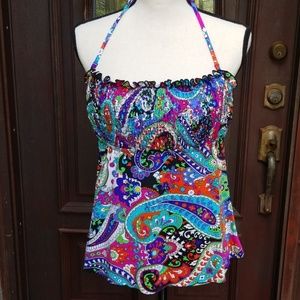 Multi Colored Tankini Bathing Suit  Size L
